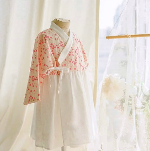 Pink floral hanbok