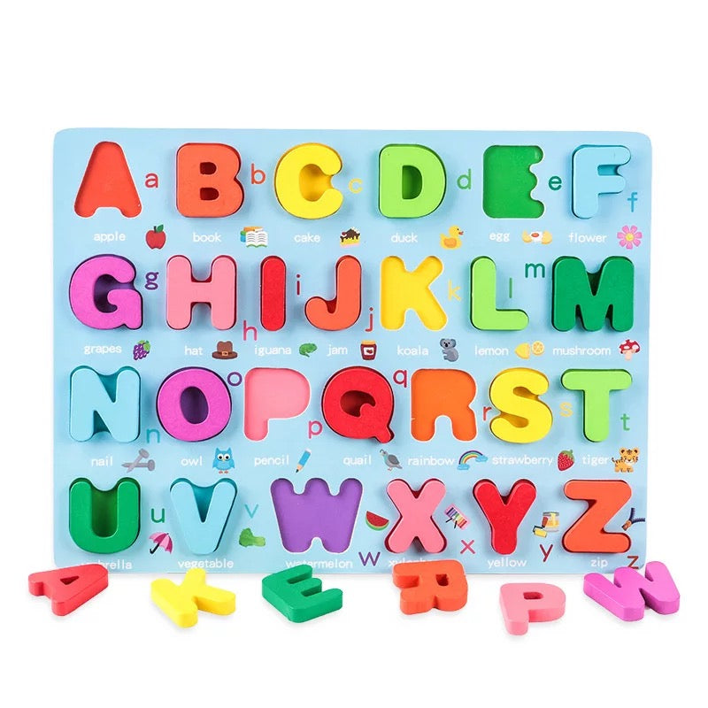 Rainbow wood alphabet board